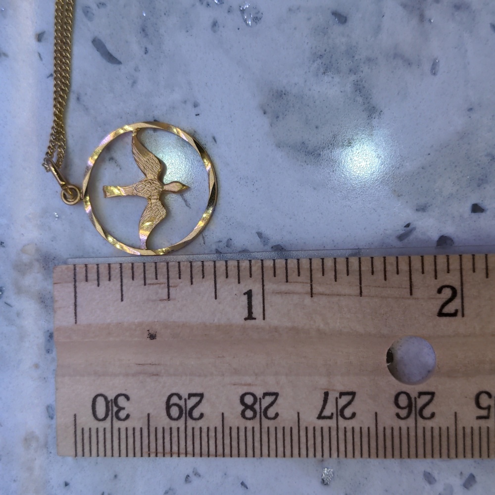 Gold Plated Holy Spirit Dove Medal Necklace - Picture 5 of 8